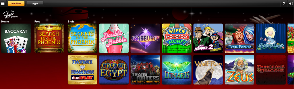 Virgin casino online slots